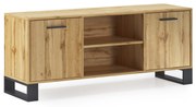 Móvel de TV 140 com 2 portas, sala, modelo LOFT, estrutura cor e portas Rustic Oak, mede 137x40x57cm de altura.