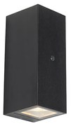 Candeeiro de parede preto 2 luzes IP44 com sensor crepuscular - Baleno II