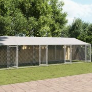vidaXL Jaula para cão com telhado/portas 10x2x2m aço galvanizado cinza