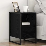 vidaXL Mesa-de-cabeceira com gaveta Carvalho Preto 39,5 x 30 x 50 cm
