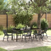 vidaXL Conjunto de Jantar para Jardim com 7 Peças em Polirattan Preto