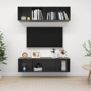 vidaXL Armários de parede p/ TV 2pcs derivados madeira cinza brilhante