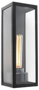 Candeeiro de parede exterior retangular moderno preto com vidro - Rotterdam Long Moderno