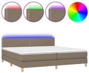 Cama box spring colchão/LED 200x200cm tecido cinza-acastanhado