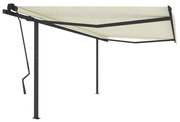 Toldo retrátil manual com postes 4,5x3,5 m cor creme