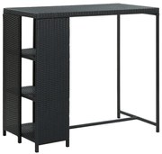 vidaXL Mesa de bar com prateleiras 120x60x110 cm vime PE preto
