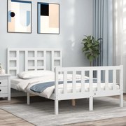 Estrutura de cama com cabeceira 120x200cm madeira maciça branco