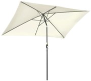 Outsunny Chapéu de Sol Alumínio Retangular Toldo Inclinável Manivela Mastro Desmontável Jardim Terraço 195x295x253 cm Creme | Aosom Portugal