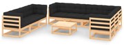 vidaXL 10 pcs conjunto lounge de jardim c/ almofadões pinho maciço