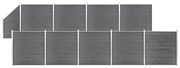 vidaXL Painel vedação WPC 9 quadrados + 1 inclinado 1657x186cm cinzento
