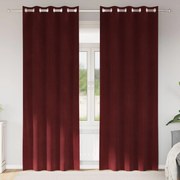 Cortinas Blackout vidaXL com Ilhós 2 pcs Vermelho Bordô Veludo