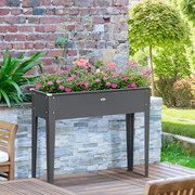 Floreira com pés 100 x 30 x 80 cm, para horta, com orifício de drenagem, em aço galvanizado, ,cinzenta