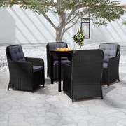 5 pcs Conjunto de jantar para jardim preto