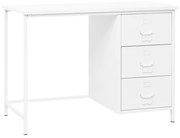 vidaXL Secretária industrial c/ gavetas 105x52x75 cm aço branco
