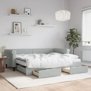vidaXL Sofá-cama c/ gavetão e gavetas 90x200 cm veludo cinzento-claro