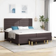 vidaXL Cama Box Spring com Colchão e Banco Castanho Escuro 200x200 cm Tecido