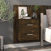 vidaXL Mesa de cabeceira de montagem na parede cor carvalho fumado