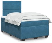 Cama boxspring com colchão 120x190 cm veludo azul