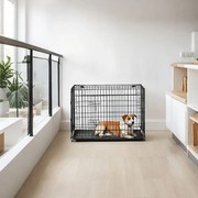 Gaiola dobrável para cães com 2 portas 92,5 x 57,5 x 64 cm preto