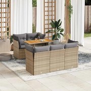 vidaXL 6 pcs conjunto de sofás p/ jardim com almofadões vime PE bege