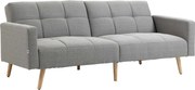 HOMCOM Sofá-cama 2 em 1 205 x 88 cm, sofá com função cama e almofada, acabamento linho Cinza | Aosom Portugal