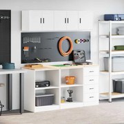 vidaXL Armários de garagem 6 pcs derivados de madeira branco