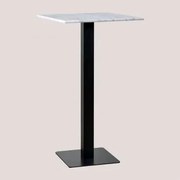 Mesa Alta Quadrada Bar Em Mármore Livanto Mármore Branco & Preto - Sklum