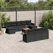 vidaXL 11 pcs conjunto sofás de jardim c/ almofadões vime PE preto