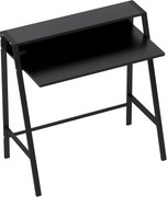 HOMCOM Mesa de escritório, mesa para computador com prateleira e gestão de cabos, mesa moderna com estrutura metálica para escritório, quarto, home office, 84 x 45 x 85 cm, Preto | Aosom Portugal