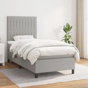 vidaXL Cama com molas/colchão 90x190 cm tecido cinzento-claro