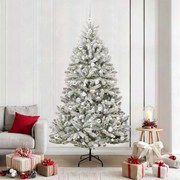 vidaXL Árvore de Natal Artificial Verde e Branco 210 cm PVC e Metal
