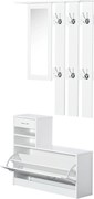 HOMCOM Móvel Entrada Cabideiro Entrada c/ Sapateira Espelho Gaveta 90x10x102 cm Branco | Aosom Portugal