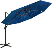 vidaXL Guarda-sol jardim 4 camadas c/ poste alumínio 3x3 m azul-ciano