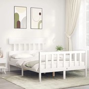 Estrutura de cama com cabeceira 140x190cm madeira maciça branco