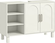 HOMCOM Móvel para Lavatório Suspenso Móvel para Casa de Banho Moderno com 2 Portas e Prateleiras Ajustáveis 90x30x63 cm Creme | Aosom Portugal