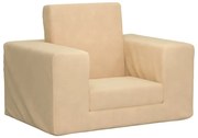 vidaXL Sofá-cama infantil pelúcia macia cor creme