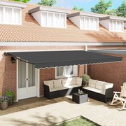 vidaXL Toldo Retrátil Manual Antracite 500 × 300 cm Poliéster e Metal