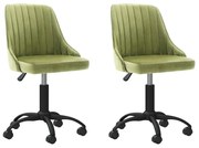 Cadeiras de jantar giratorias 2 pcs veludo verde-claro