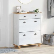 vidaXL Armário para Sapatos ASKIM Branco 85x35x108 cm Madeira Sólida de Pinho