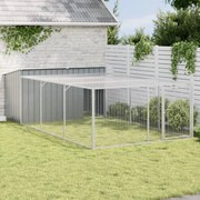 vidaXL Casota p/ cães c/ parque 197x396x110 cm aço galvaniz. antracite