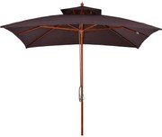 Chapéu de Sol de Jardim com Teto Duplo Sistema de Polia Toldo de Polié