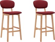 vidaXL Bancos de bar 2 pcs tecido vermelho tinto
