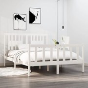 Estrutura de cama 140x190 cm madeira maciça branco