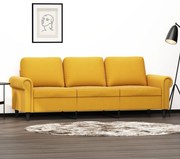 Sofá de 3 lugares 180 cm veludo amarelo