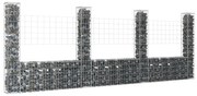 vidaXL Cesto gabião em forma de U c/ 4 postes 380x20x150 cm ferro