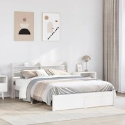Estrutura de cama c/ cabeceira 150x200 cm pinho maciço branco