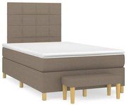 vidaXL Cama boxspring c/ colchão 120x190cm tecido castanho-acinzentado