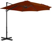 Guarda-sol jardim cantilever c/ poste alumínio 300cm terracotta