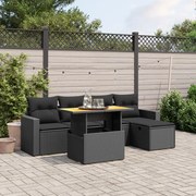 vidaXL 6 pcs conjunto sofás de jardim c/ almofadões vime PE preto