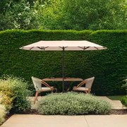 Guarda-sol de 392 cm com dupla face, grande, tamanho duplo, com manivela e 12 varas resistentes para jardim Bege